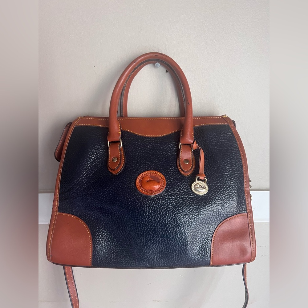 Dooney & Bourke Navy and Tan Satchel